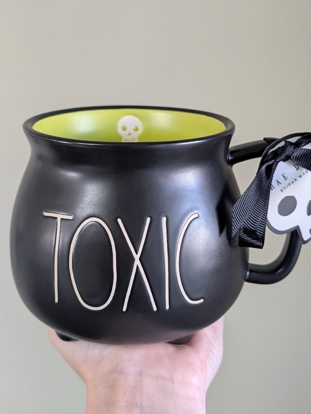 Rae Dunn TOXIC Witchy Halloween Calderon Mug with Skull and Crossbone dletail ☠️